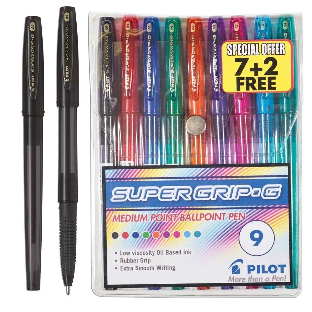 Pilot Supergrip-G Ballpoint Pen Set of 9 - Amanda Johnson & Co. Textbooks