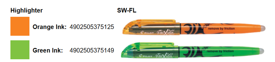 Pilot Frixion Erasable Highlighters - Wallet of 13 Assorted Colours - Amanda Johnson & Co. Textbooks
