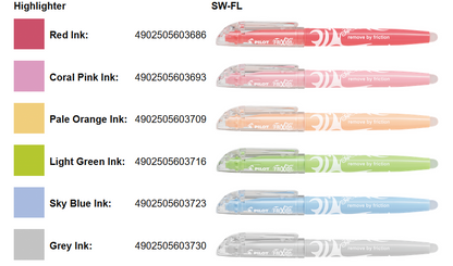 Pilot Frixion Erasable Highlighters - Wallet of 13 Assorted Colours - Amanda Johnson & Co. Textbooks