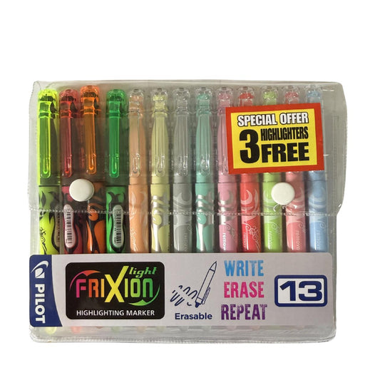 Pilot Frixion Erasable Highlighters - Wallet of 13 Assorted Colours