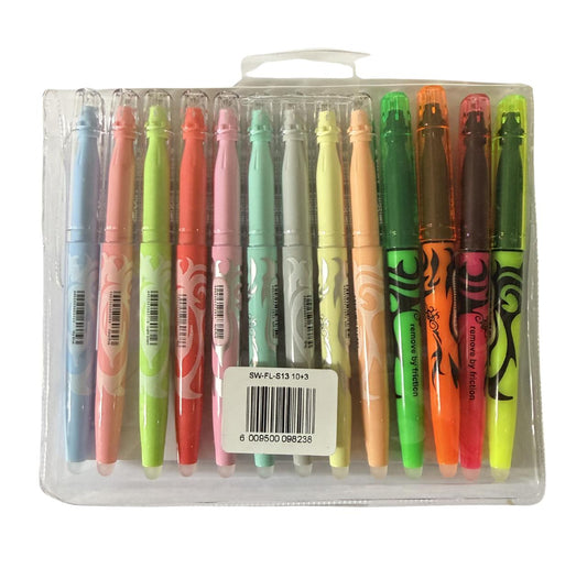 Pilot Frixion Erasable Highlighters - Wallet of 13 Assorted Colours