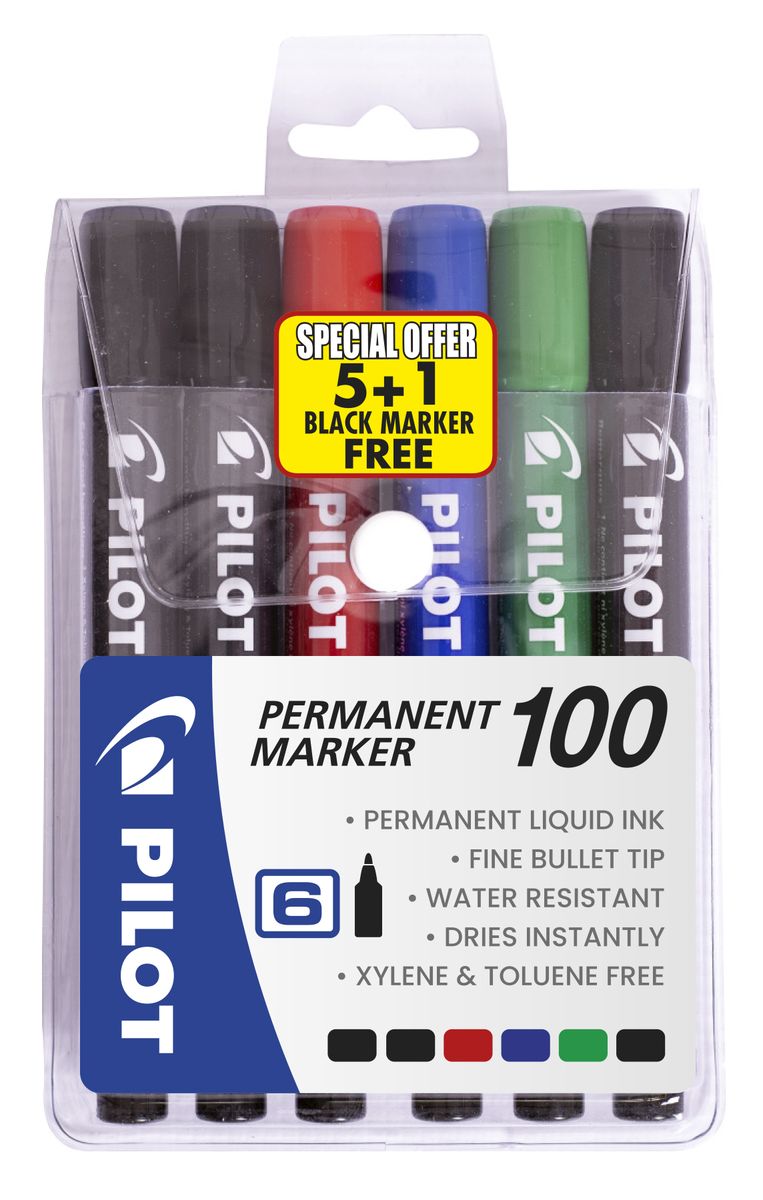 Pilot SCA-100 Bullet Permanent Marker - Wallet of 6 - Amanda Johnson & Co. Textbooks