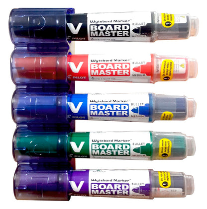 Pilot WBMA V Board Master Magnet Set with 5 Bullet Nib Whiteboard Markers - Amanda Johnson & Co. Textbooks